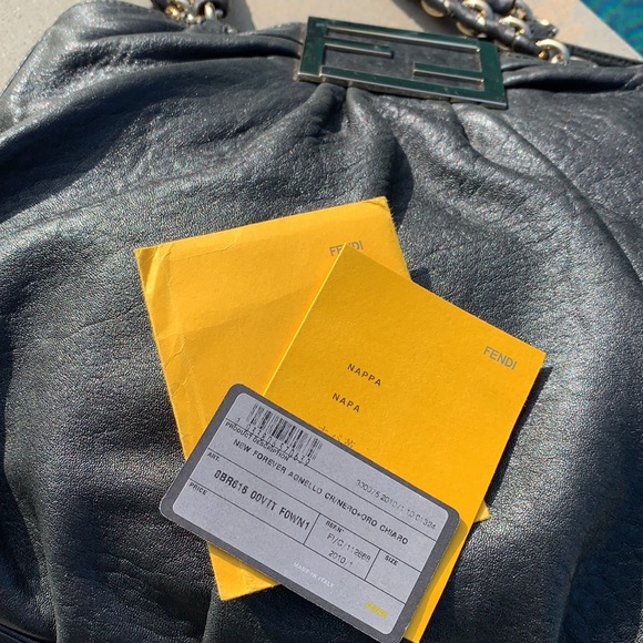 Authentic FENDI Black Leather Mia Hand Bag Purse - Picture 5 of 9